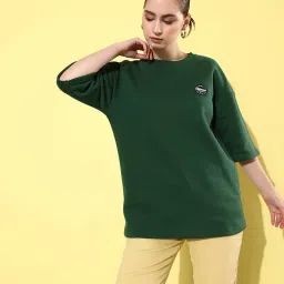 Difference of Opinion Dark Green Fleece Oversized Sweatshirt image 3