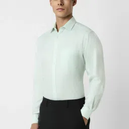 Van Heusen Green Cotton Regular Fit Texture Shirt image 3