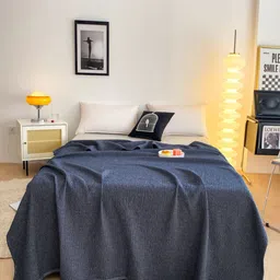 JC HOME Navy Blue AC Room 300 GSM Double Bed Blanket-image-69