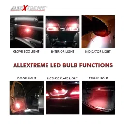 AllExtreme EXT102R Universal T10 LED Parking Light Super Bright Interior Pilot License Plate Dome Indicator Lamp Bulb for Car Bike and Motorcycle (1W, Red, 2 PCS) image 5