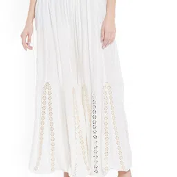 SRISARAS Women Self Design Flared Knitted Ethnic Palazzos image 1