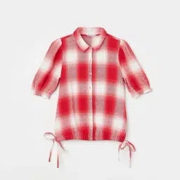 Fame Forever by Lifestyle Kids Red & White Cotton Chequered Top-picture-24