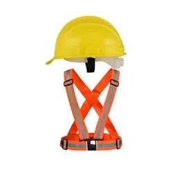 Rahul Professionals High Visibility Polyethylene and Plastic Yellow & Orange Safety Helmet & Vest Belt Jacket Combo Free Size (Pack of 2)-picture-25