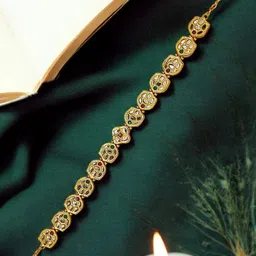 FEMMIBELLA Gold-Plated Kundan Studded Matha Patti-picture-41