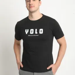 BENE KLEED Black Cotton-Poly Blend Regular fit Print T-Shirt-image-22