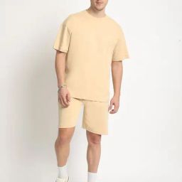 Bene Kleed Beige Cotton Loose fit Solid T-Shirt-picture-24