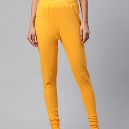 Rangriti Women Mustard Yellow Knitted Solid Pure Cotton Churidar-picture-19