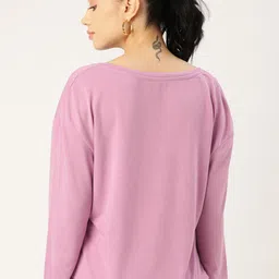 DressBerry Women Purple Solid T-shirt image 3