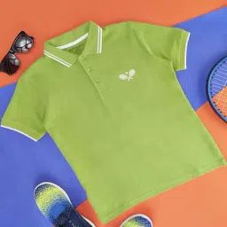 Pantaloons Junior Lime Green Cotton Printed Polo T-Shirt-image-76