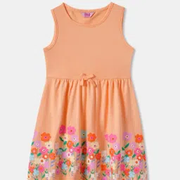 R&B Kids Peach Floral Regular Fit Dress-picture-33