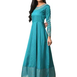 W Round Neck Floral Maxi Ethnic Dress image 4