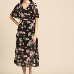 DODO & MOA Floral Print Flared Sleeve Georgette Fit & Flare Midi Dress-picture-18