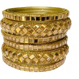 AMSHA Gold Glass Artificial Stones Bangle image 2