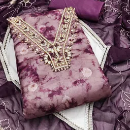 SAINOOR Floral Printed Embellished Beads And Stones Organza Semi-Stitched Dress Material-picture-23