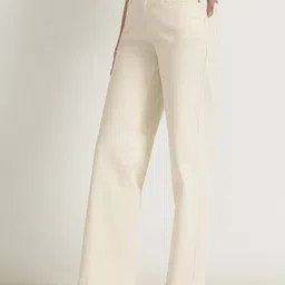 FableStreet Women Comfort Fit Wide Leg Jeans Off White-picture-34