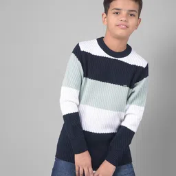 CRIMSOUNE CLUB Full Sleeves Color Blocked Sweater - Green-picture-24