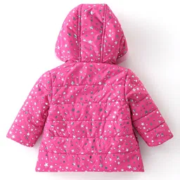 Babyhug Full Sleeves Hoodies Foil Stars Print- Pink image 2