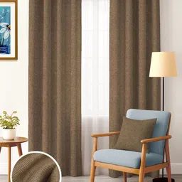 Nefertiti Home Coffee Brown 2 Pieces Black Out Door Curtain-image-63