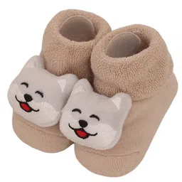 Yellow Bee Cotton Pack Of 2 Cow & Dog Applique Designed Socks - Grey Red & Beige image 3