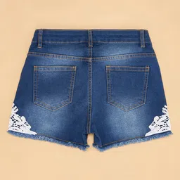 Pantaloons Junior Lace Detailed & Light Washed Shorts - Medium Stone image 5