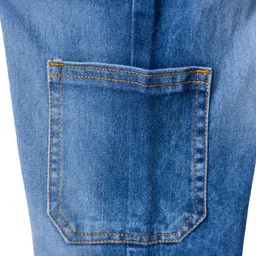 Pine Kids Denim Woven Full Length Washed Jeans with Pockets - Navy Blue image 4