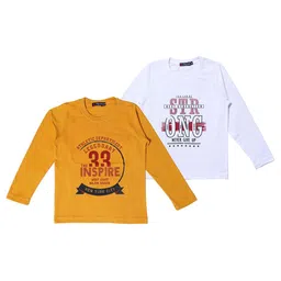 NeuVin Kids Pack Of 2 Typography Printed Round Neck Long Sleeves Cotton T-shirts-picture-48