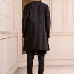 Tasva Men Zardozi Embroidered Mandarin Collar Neck Sherwani Set image 2