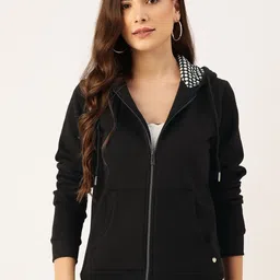 Monte Carlo Women Black Solid Hooded Sweatshirt-picture-39