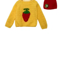 CHUTPUT Kids Yellow Self Design Woolen Sweater image 1