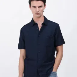 Rare Rabbit Navy Blue Regular Fit Solid Shirt-picture-17