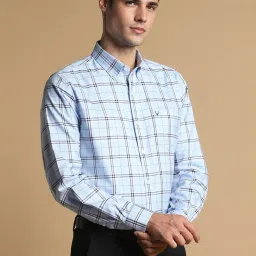 Allen Solly Blue Cotton Slim Fit Checks Shirt image 3