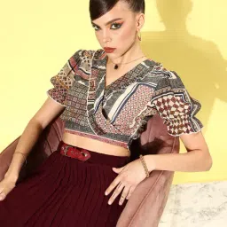 KASSUALLY Multicolor Printed Crop Top-picture-10