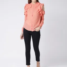 KASSUALLY Peach Relaxed Fit Shirt image 3