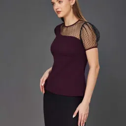 Miss Chase Purple Self Pattern Top image 3