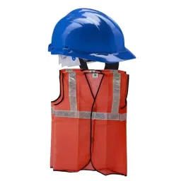Rahul Professionals High Visibility Polyester and Plastic Blue & Orange Safety Helmet & Reflective Jacket Combo Free Size (Pack of 4)-picture-32