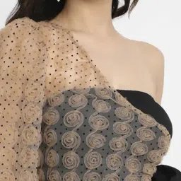 Campus Sutra Black & Beige Self Pattern Jumpsuit image 4