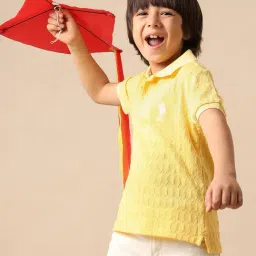 U.S. Polo Assn. Boys Yellow Cotton Textured Polo T-Shirt-picture-30