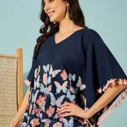 The Kaftan Company Blue Print Top image 3