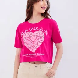 Spykar Luminous Pink Cotton Relaxed Fit Solid Top-image-70