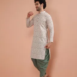 Kisah Cream & Green Regular Fit Printed Kurta Bottom Set image 3