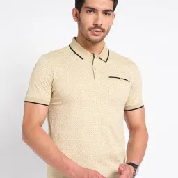 Peregrine By Pantaloons Beige Slim Fit Printed Polo T-Shirt-picture-16