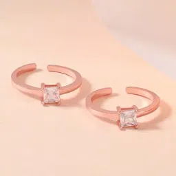Touch925 Rose Gold Square CZ Stone Band Toe Ring for Women-picture-18