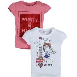 Plum Tree Kids Pink & White Embellished T-Shirt (Pack Of 2)-picture-44