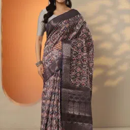 Libas Purple Printed Saree With Unstitched Blouse-picture-11