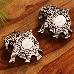 ExclusiveLane Hand-Carved Blocks Tea-Light Holders In Sheesham Wood (Set of 2)-picture-11