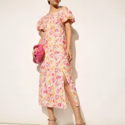 Only Pink Print Fit & Flare Dress image 3