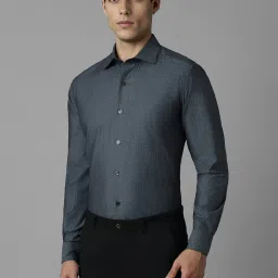 Louis Philippe Grey Cotton Regular Fit Printed Shirt image 3