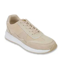 Mochi Women's Beige Casual Sneakers image 3