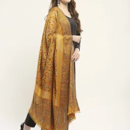 Monte Carlo Yellow Printed Regular Fit Shawl image 3