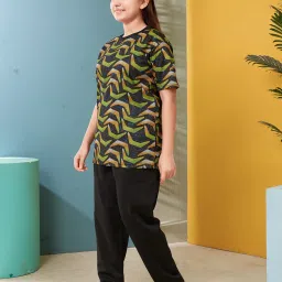 Aarika Kids Green & Black Printed Top with Pants image 3